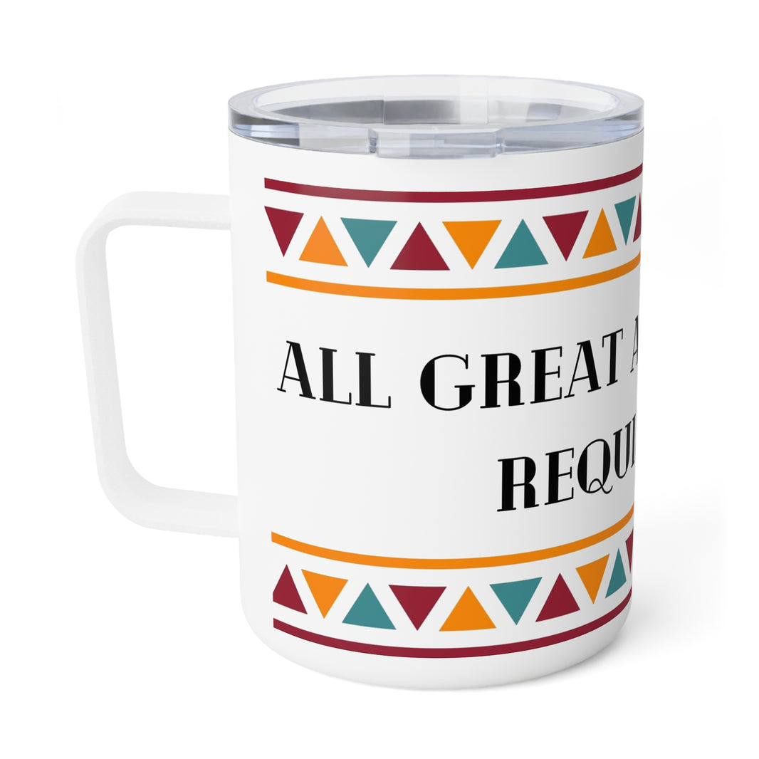 "All Great Achievements Require Time" Insulated Coffee Mug, 10oz