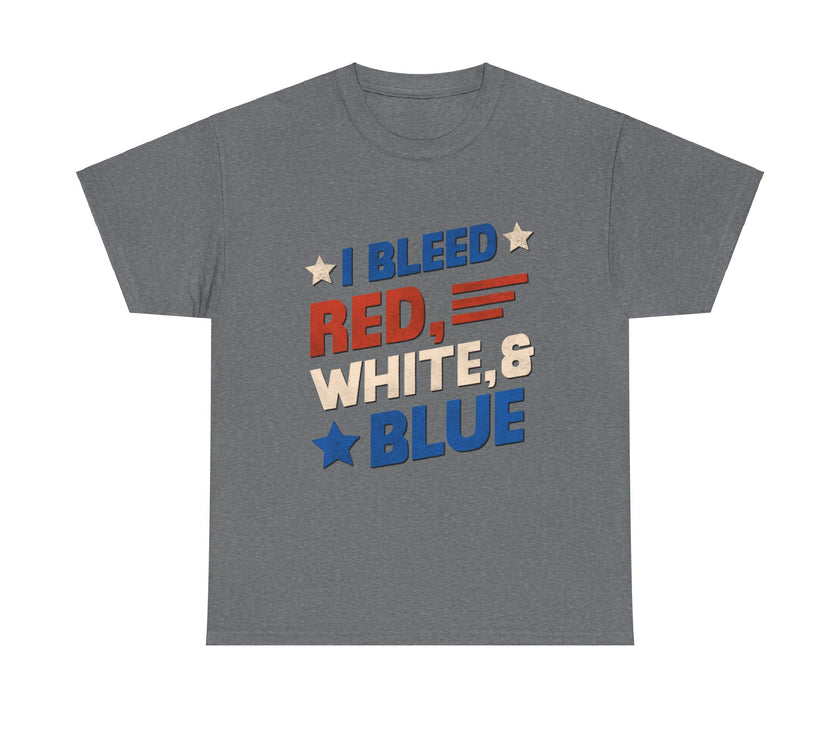 I Bleed red, blue and white - Unisex Heavy Cotton Tee