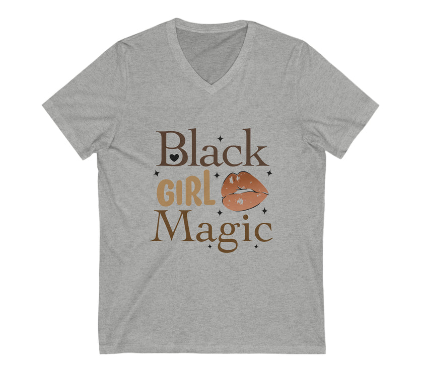 "Black Girl Magic" Women Jersey Short Sleeve V-Neck Tee