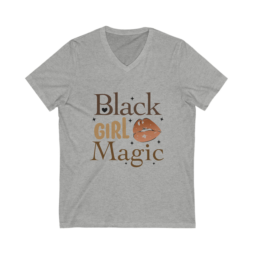 "Black Girl Magic" Women Jersey Short Sleeve V-Neck Tee