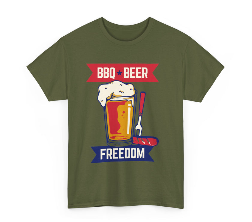 BBQ, Beer & Freedom - Unisex Heavy Cotton Tee