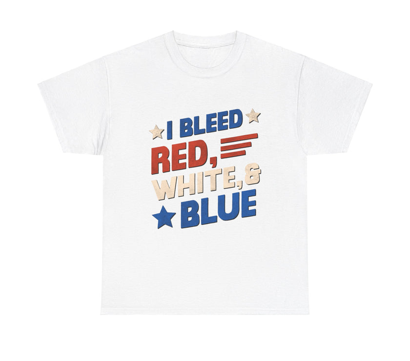 I Bleed red, blue and white - Unisex Heavy Cotton Tee