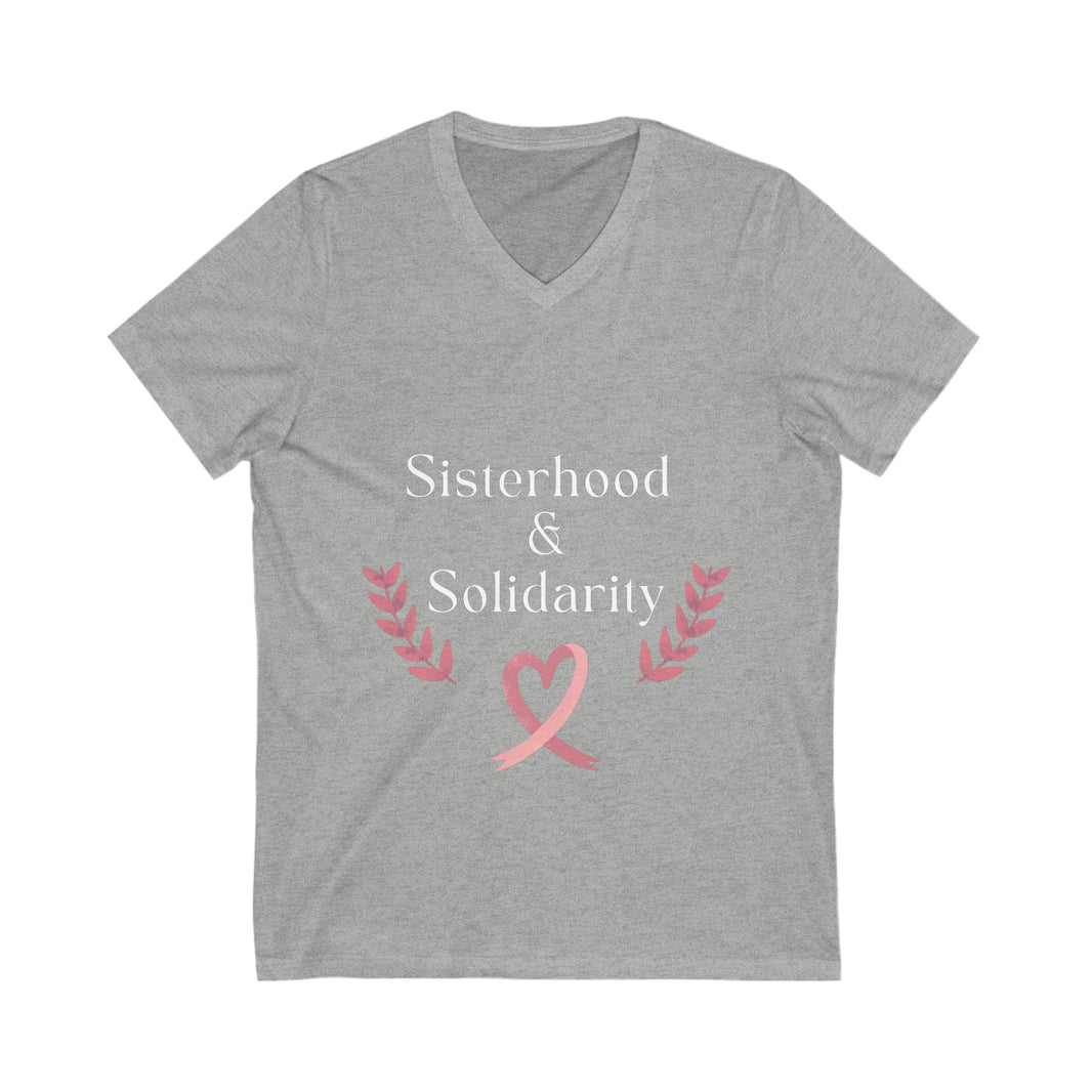 "Sisterhood & Solidarity" Unisex Jersey Short Sleeve V-Neck Tee
