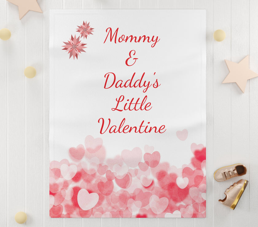 "Mommy & Daddy's Little Valentine" Soft Fleece Baby Blanket