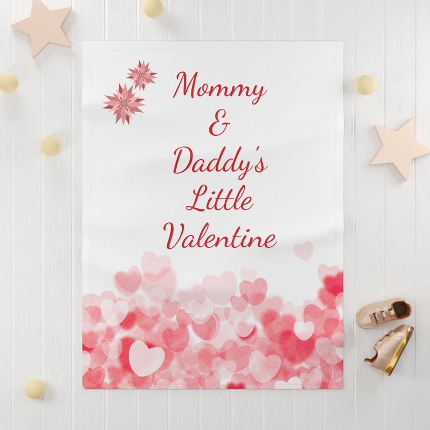 "Mommy & Daddy's Little Valentine" Soft Fleece Baby Blanket