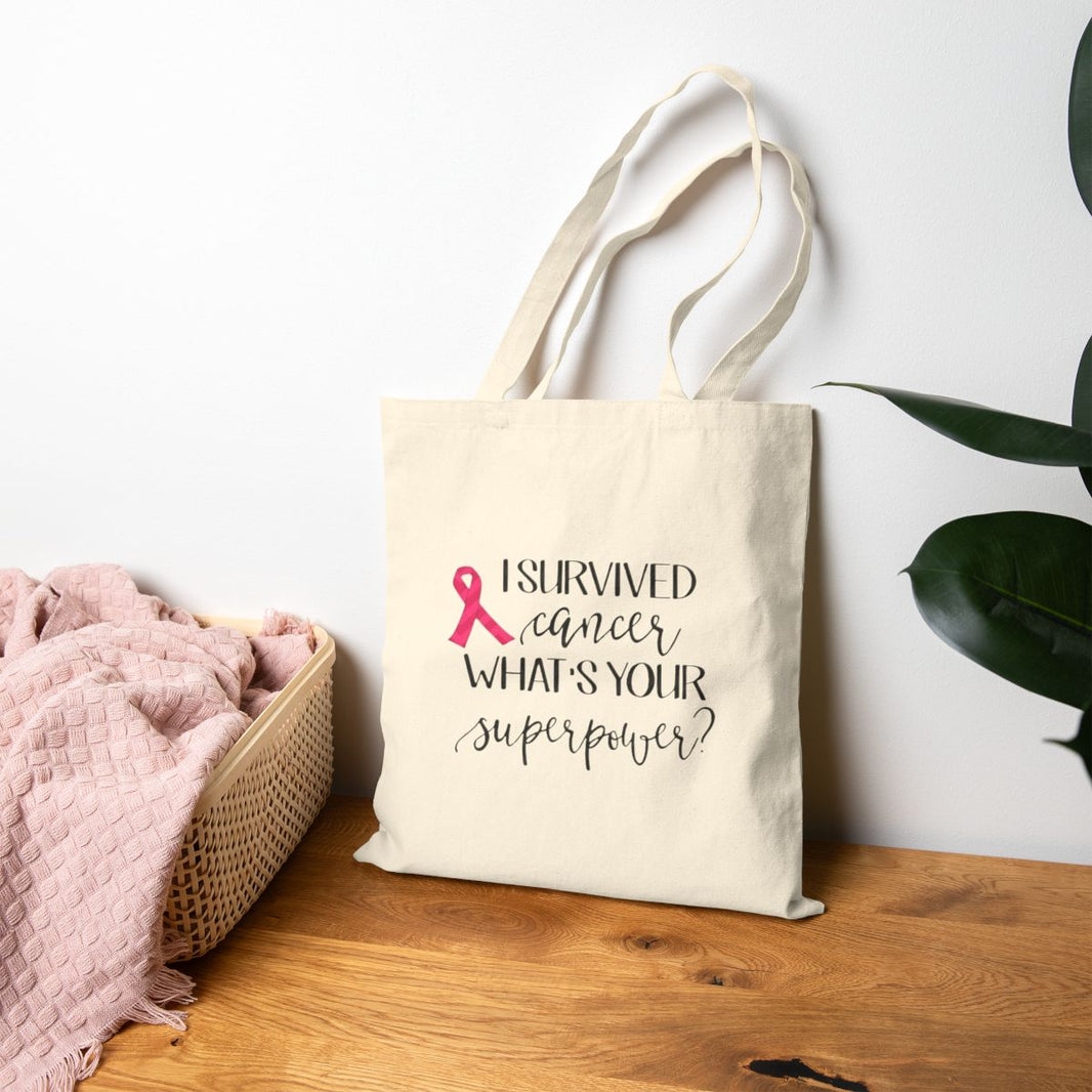 I Survived Cancer, What is your Superpower? - Cotton Canvas Tote Bag