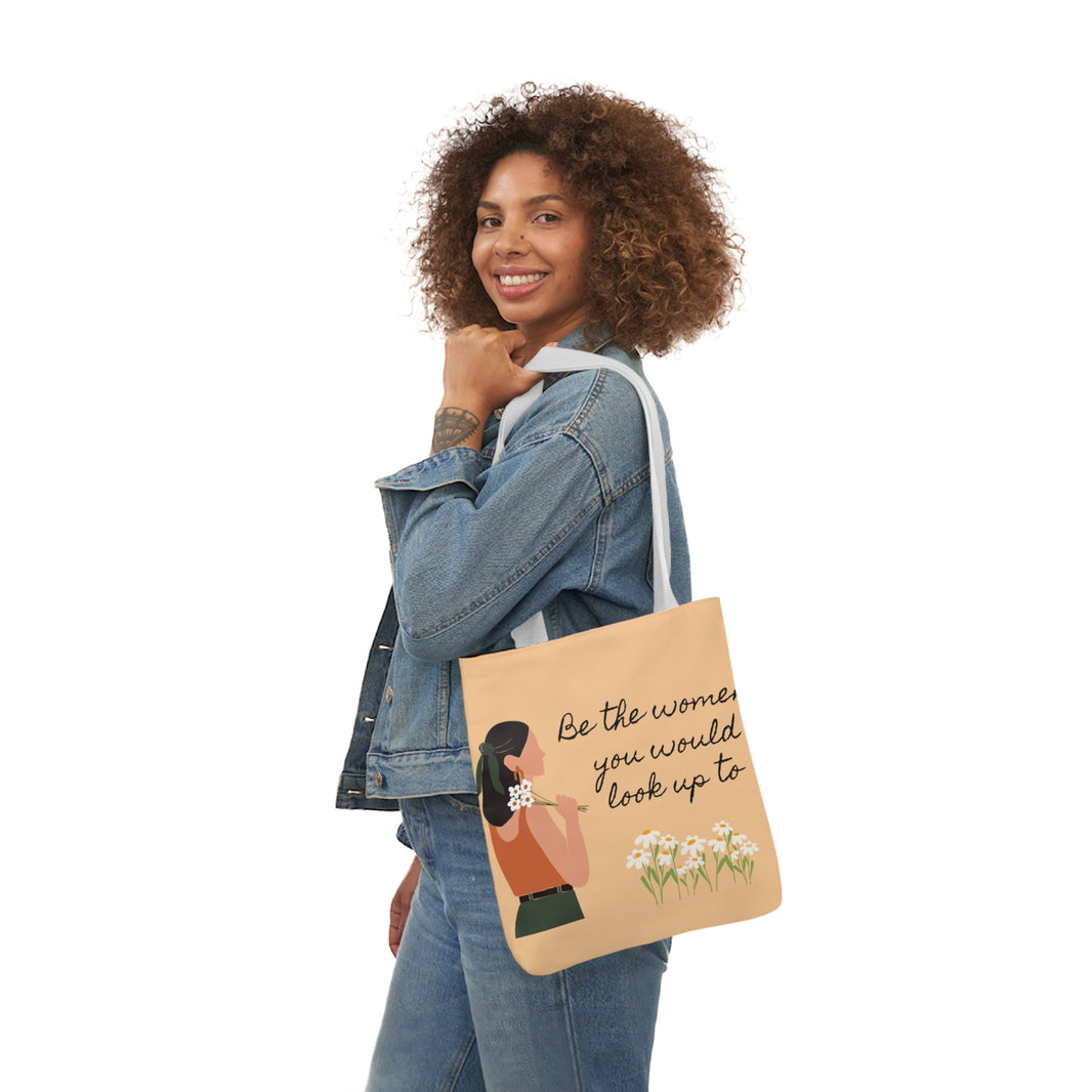 "Be the Women you Would Look Up To" Canvas Tote Bag, 5-Color Straps