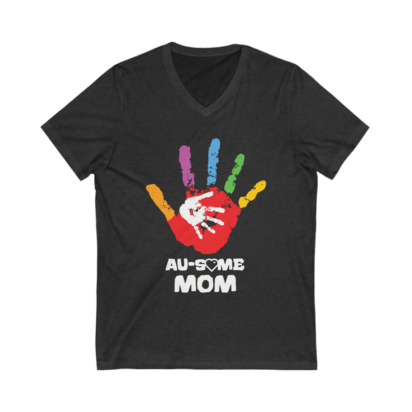 "Au-some Mom" Unisex Jersey Short Sleeve V-Neck Tee