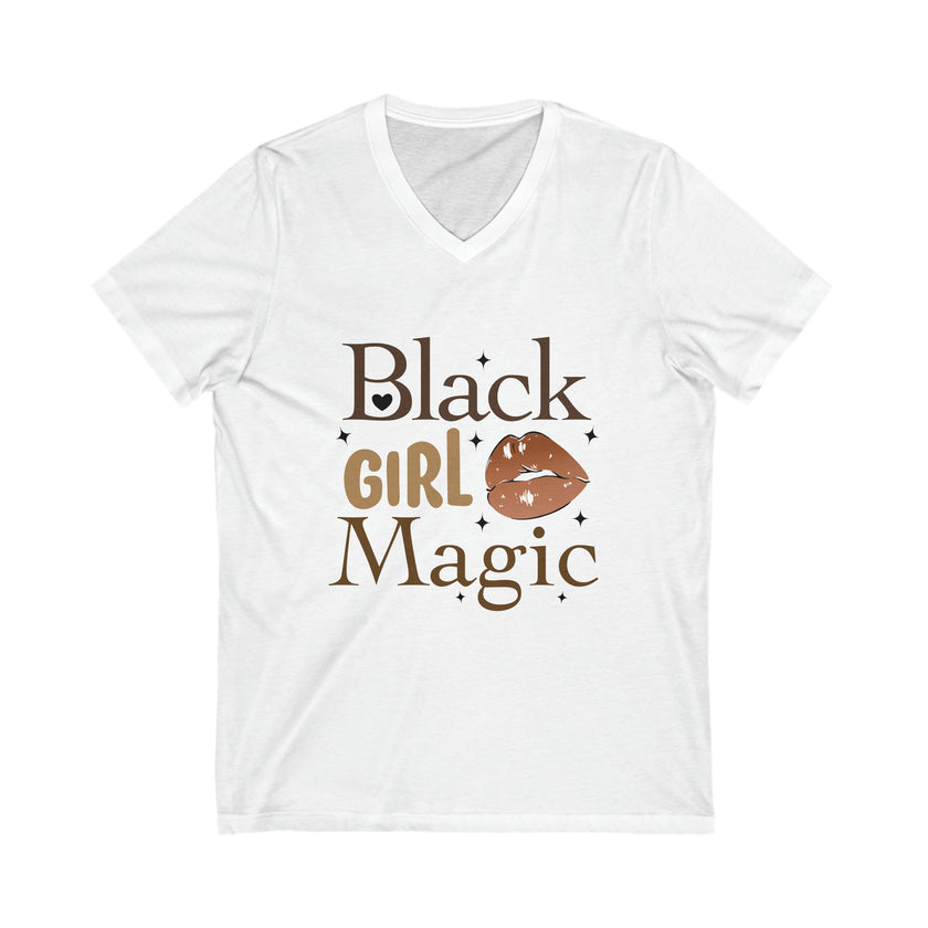 "Black Girl Magic" Women Jersey Short Sleeve V-Neck Tee