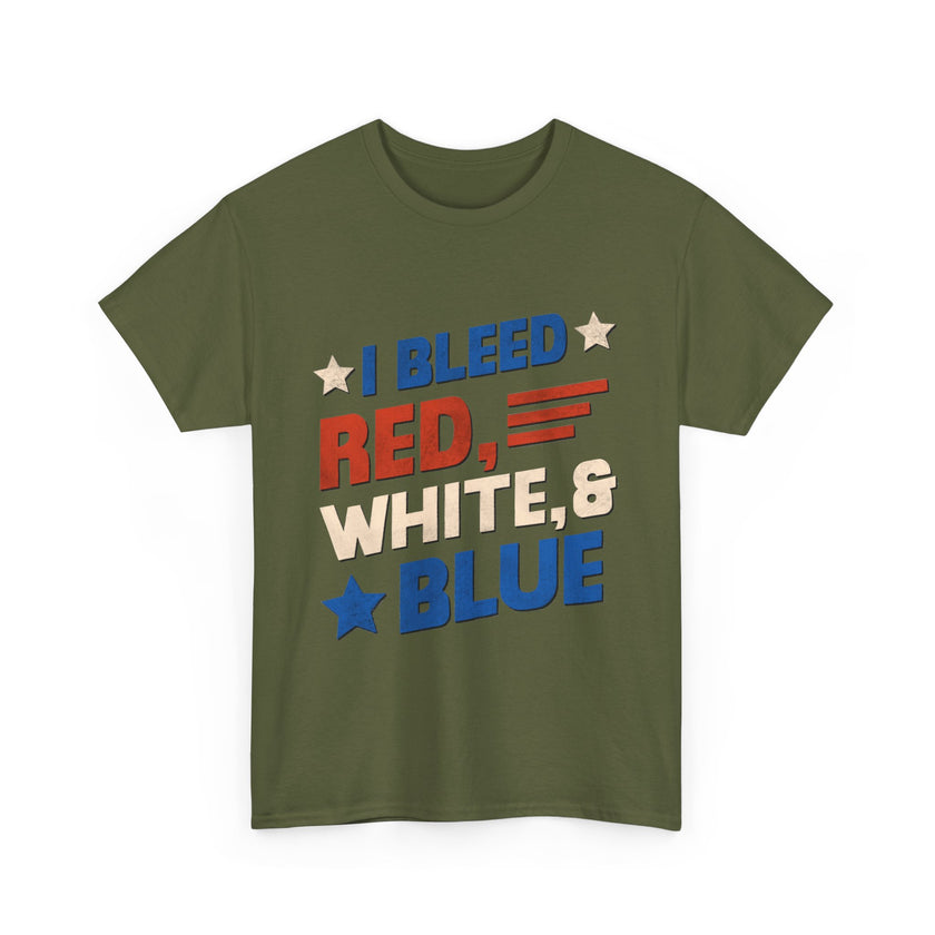 I Bleed red, blue and white - Unisex Heavy Cotton Tee