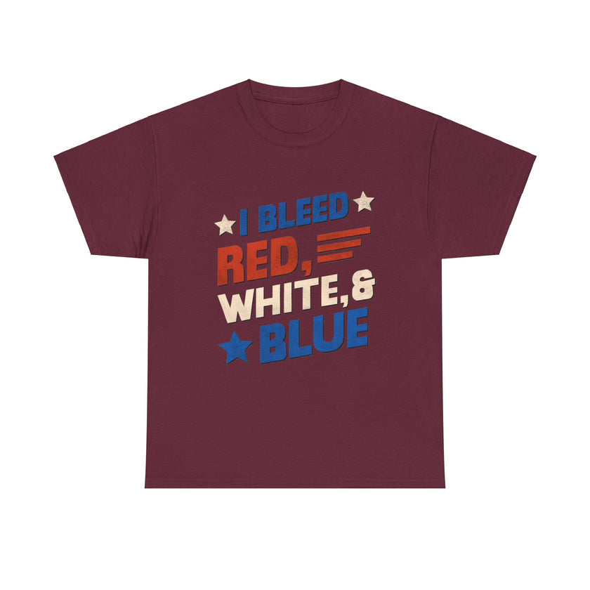 I Bleed red, blue and white - Unisex Heavy Cotton Tee